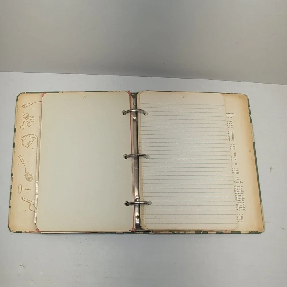 Vintage My Recipes 1964 Cookbook Envelopes Blank Green 3-Ring Binder